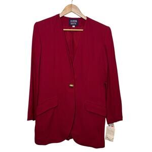 New with Tags Vintage JG Hook Size 12 Red Single Button Long Blazer Jacket